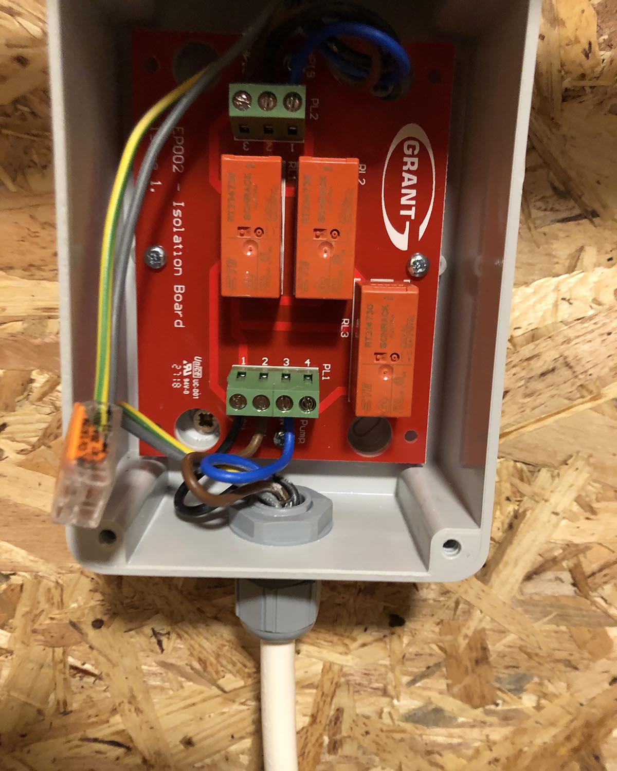 control board with wires. NBG Digital Home. Electric Vehicle chargers, Solar and Heat Pumps, General Electrical Services in the South West.